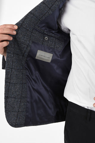 windowpane check drop 6R side vent patch pocket 2-button GATE blazer