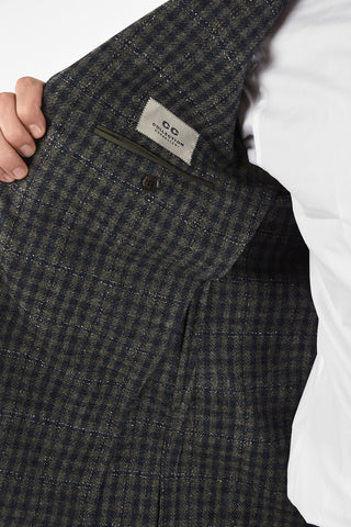 CC COLLECTION check drop 6R side vent 2-button RIGHT blazer