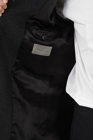 three-quarter length 3-button chesterfield coat