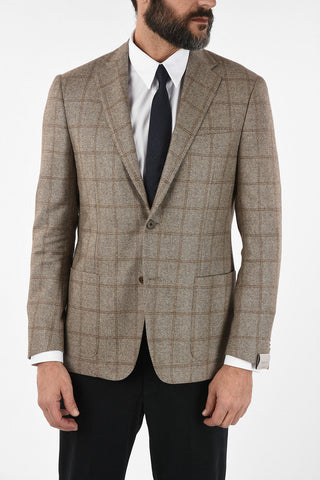 windowpane check cashmere drop 6R patch pocket 2-button GATE blazer