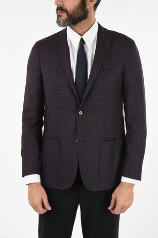 CC COLLECTION giacca RIGHT a quadri drop 6R con tasca a toppa