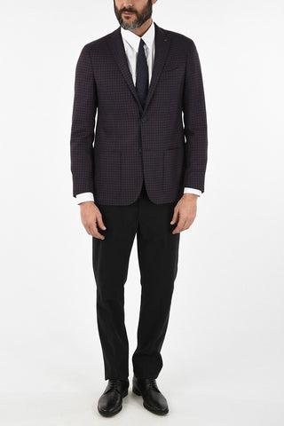 CC COLLECTION giacca RIGHT a quadri drop 6R con tasca a toppa