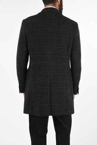 CC COLLECTION check three-quarter length 3-button double breasted Chesterfield coat
