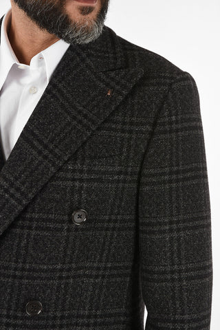 CC COLLECTION check three-quarter length 3-button double breasted Chesterfield coat