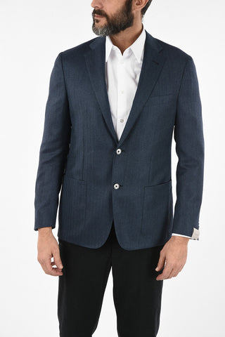 plain herringbone cashmere drop 6R side vent 2-button GATE blazer