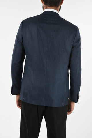 plain herringbone cashmere drop 6R side vent 2-button GATE blazer