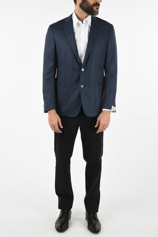 plain herringbone cashmere drop 6R side vent 2-button GATE blazer