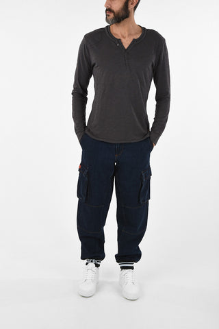 Pantaloni Cargo in Denim Con Elastico alla Caviglia