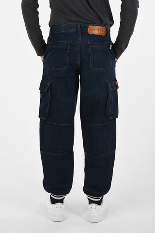 Pantaloni Cargo in Denim Con Elastico alla Caviglia