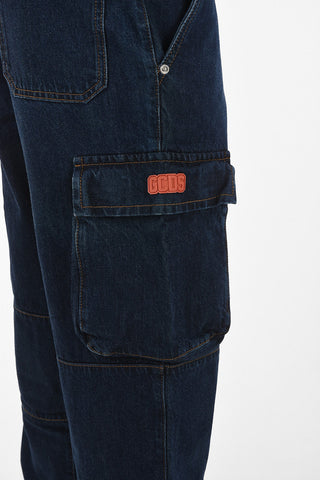 Pantaloni Cargo in Denim Con Elastico alla Caviglia
