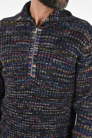 Merino Wool Half zip Mock-neck Sweater