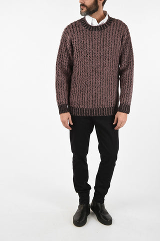 Cable Knit Oversized Crew-neck Sweater