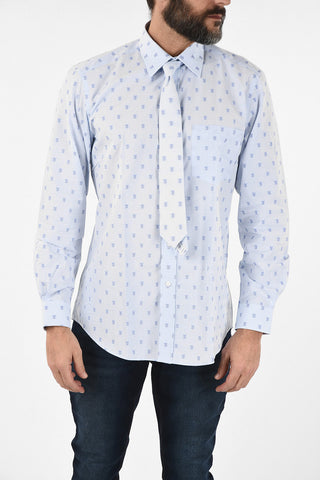 Camicia Logata Con Cravatta