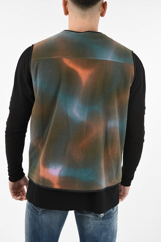 Tie Dye Fleece Sleeveless Utility Jacket