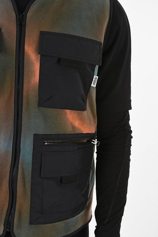 Tie Dye Fleece Sleeveless Utility Jacket
