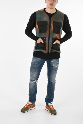 Tie Dye Fleece Sleeveless Utility Jacket