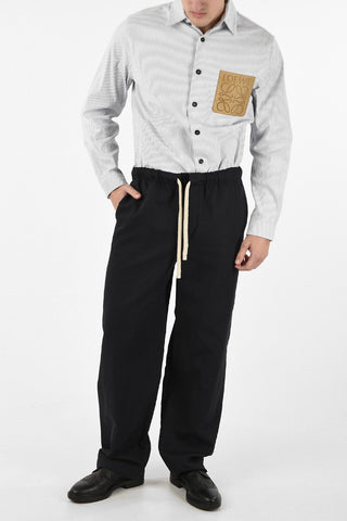 Cotton and Linen Pants With Drawstring Closure