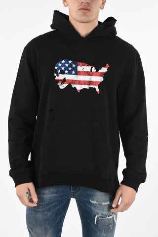 Distressed US FLAG Printed Hoodie