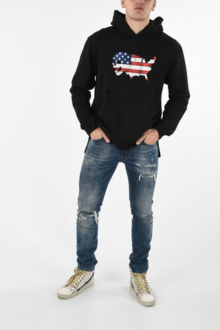 Distressed US FLAG Printed Hoodie