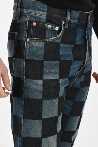 Checked Straight Fit Jeans 22cm
