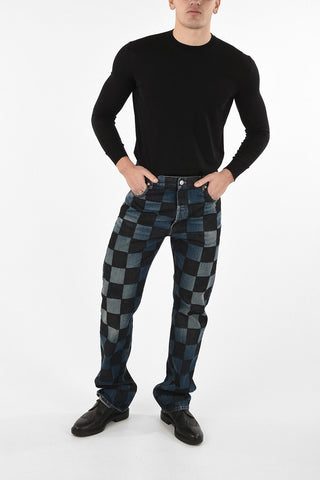 Checked Straight Fit Jeans 22cm