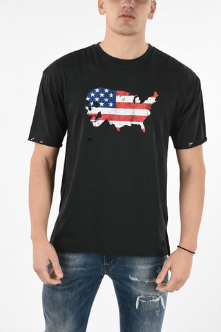 Distressed US FLAG Printed T-shirt