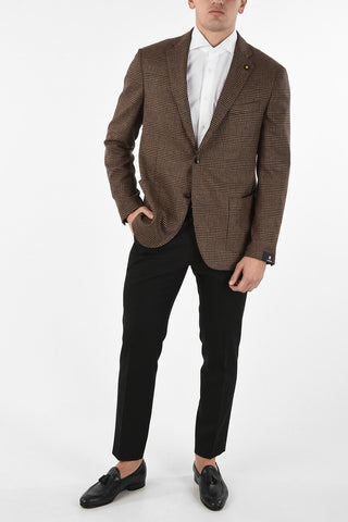 Wool Double Button Houndstooth Blazer