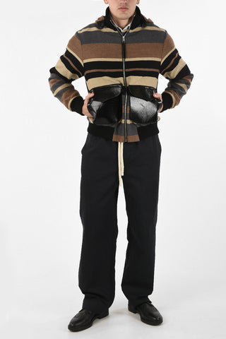 Wool Jacket With Printed Leather Pockets
