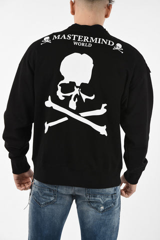 Printed Oversized Crew-neck Sweatshirt With Zip Detail