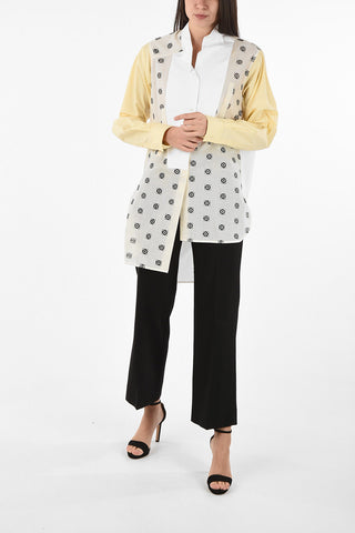 Asymmetrical Shirt with All Over Embroidered Logo