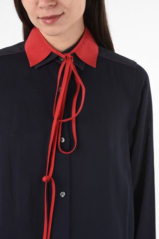Tie Neck Asymmetrical Shirt