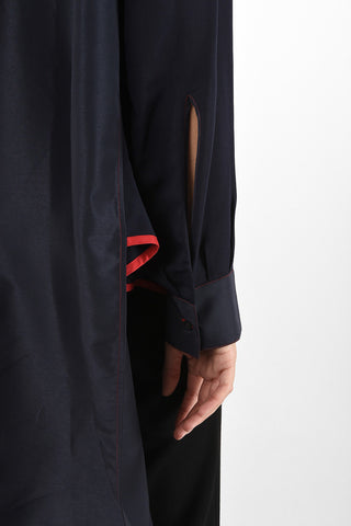 Tie Neck Asymmetrical Shirt