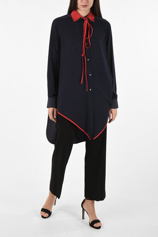 Tie Neck Asymmetrical Shirt