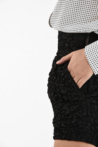 Shorts Increspati a Vita Alta Con Zip Laterale