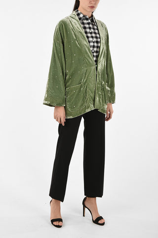 polka dots velvet 1-button blazer