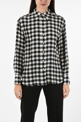 camicia gingham check in seta