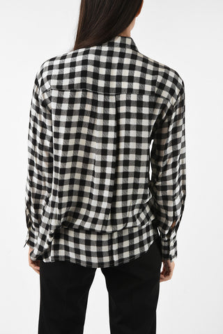 camicia gingham check in seta