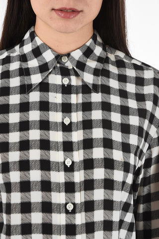 camicia gingham check in seta