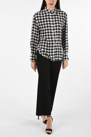 camicia gingham check in seta
