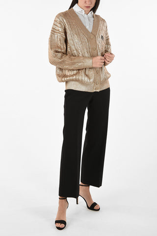 Cable Knit Cardigan With Jewel Application  