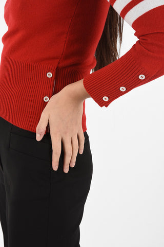 cashmere 4 BAR SLEEVE STRIPES crew-neck sweater
