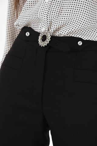 High Waist Pants With Jewel Belt