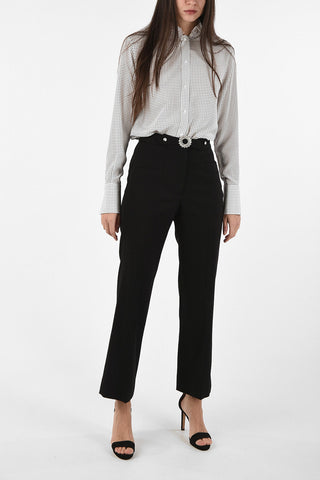 High Waist Pants With Jewel Belt