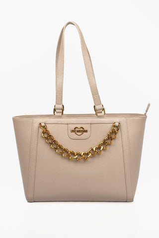 LOVE Faux Leather NEW CHAIN HEART Tote Bag