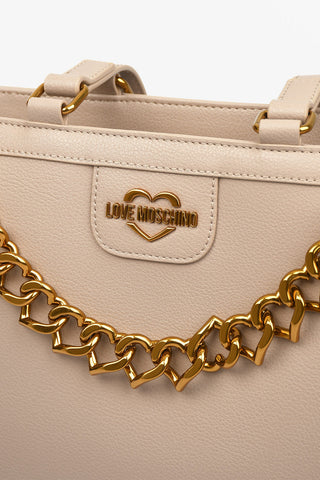 LOVE Faux Leather NEW CHAIN HEART Tote Bag