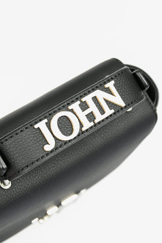 Faux Leather Logo Embroidered NOIRA Bag