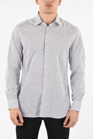 pencil striped spread collar shirt