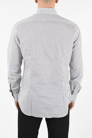 pencil striped spread collar shirt
