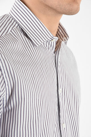 pencil striped spread collar shirt
