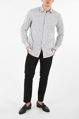 pencil striped spread collar shirt